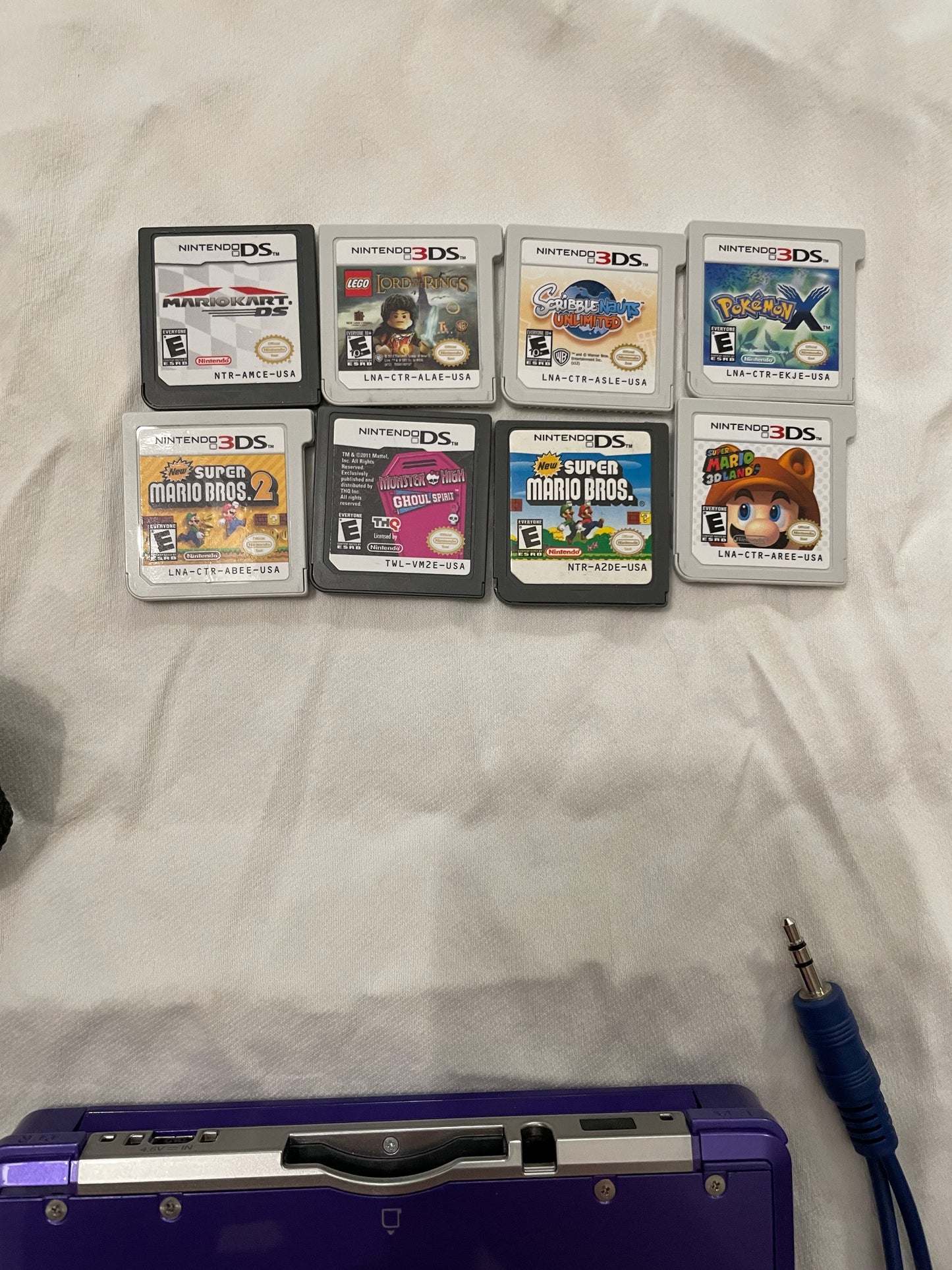 Nintendo 3DS Midnight Purple Handheld Console With 8 Games