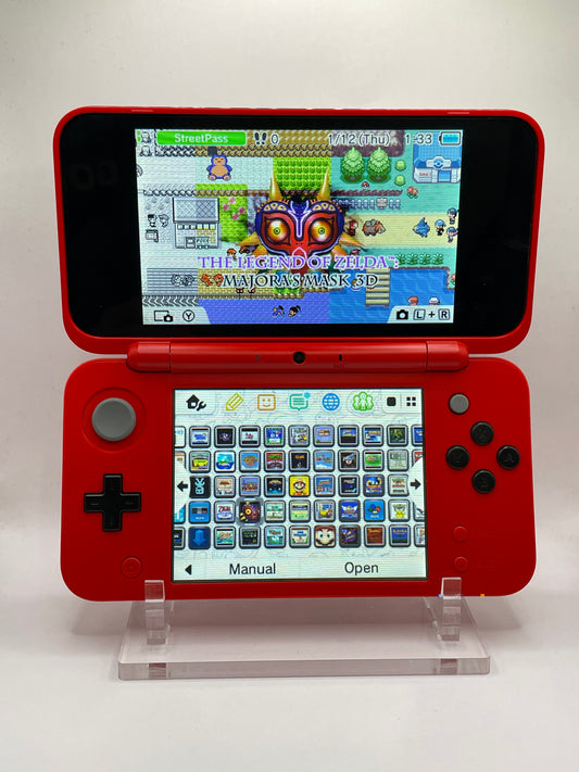 Modded Nintendo 2DS XL Pokeball Edition With Games, Charger, And Stylus