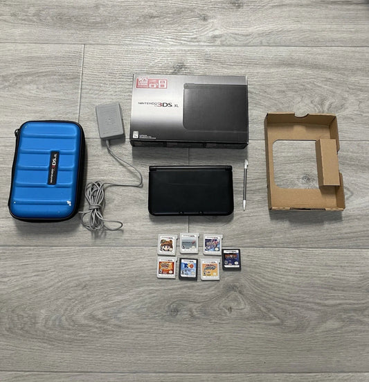 Nintendo 3DS XL Console Black With Box And  7 Games And Charger