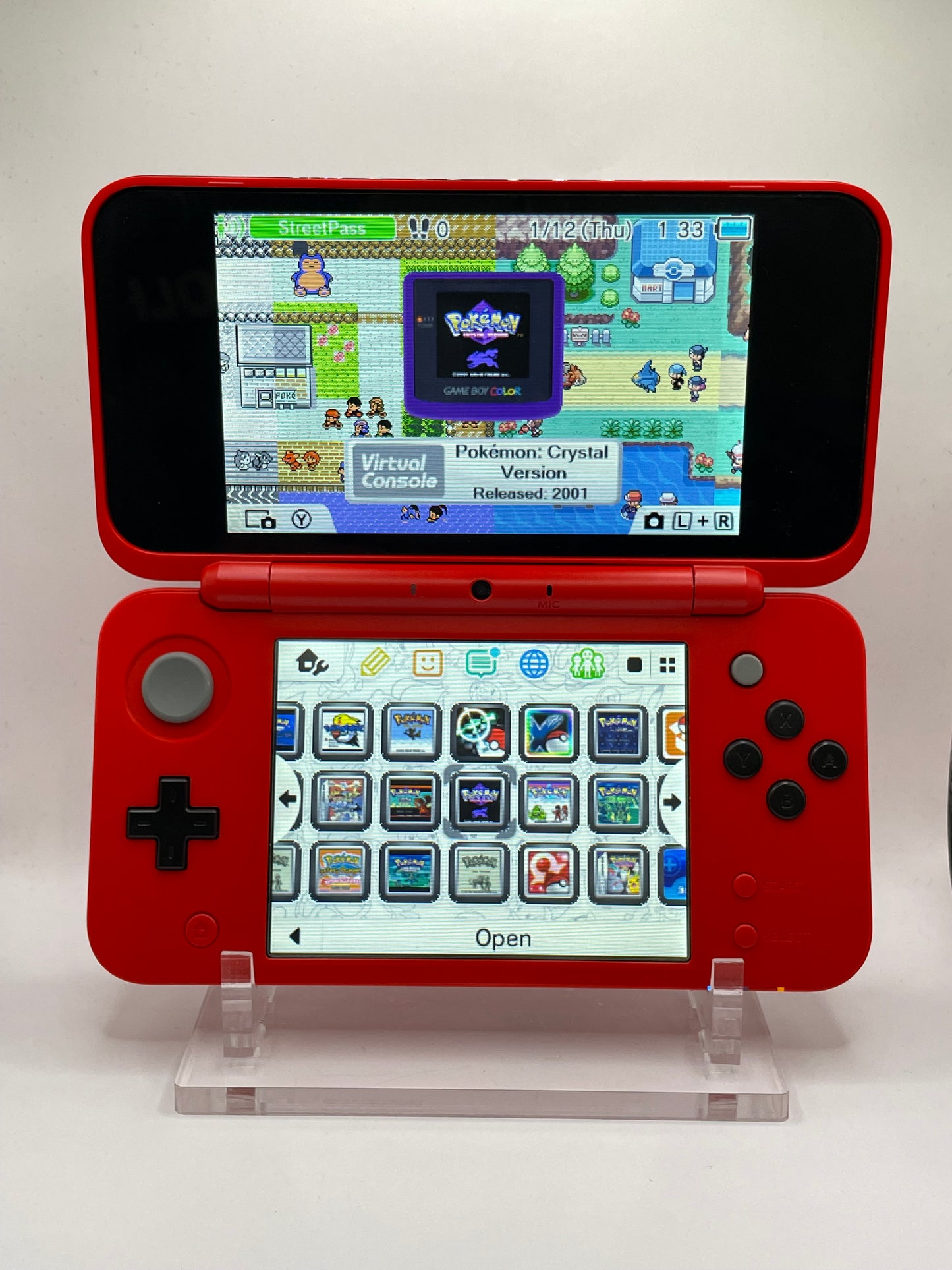 Modded Nintendo 2DS XL Pokeball Edition With Games, Charger, And Stylus