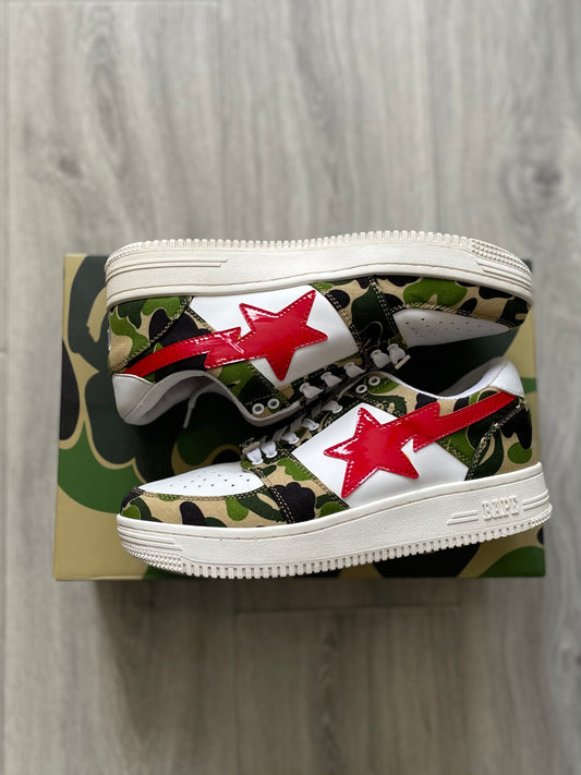 Bapesta low abc green camo red star size 9